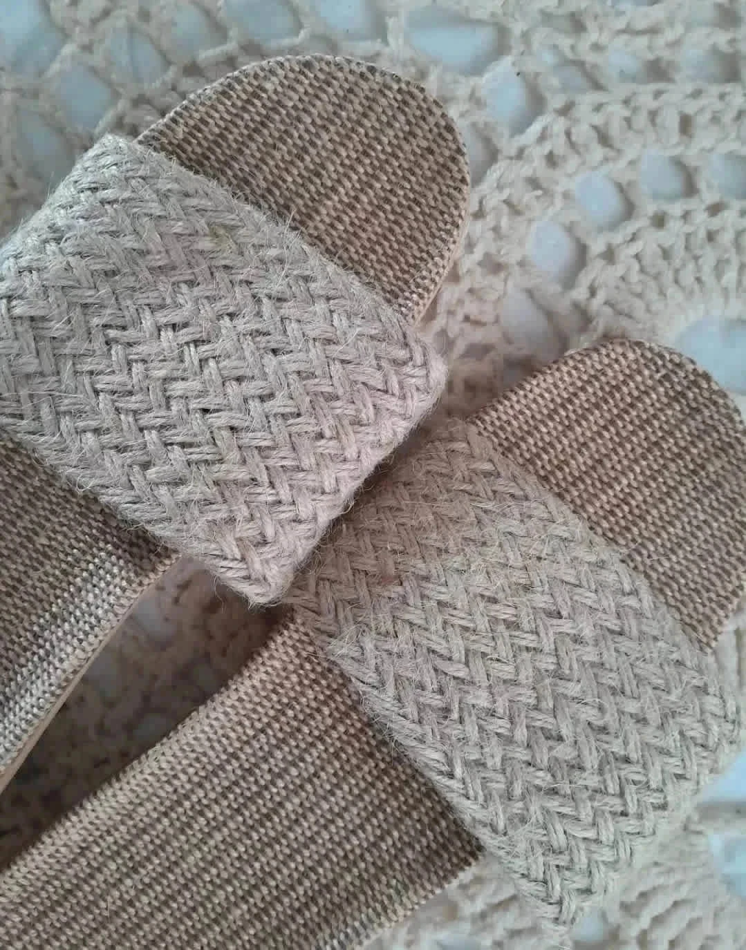 Slippers met koord, lichtbeige kleur, maat 40/41, Boheemse stijl – photo 3